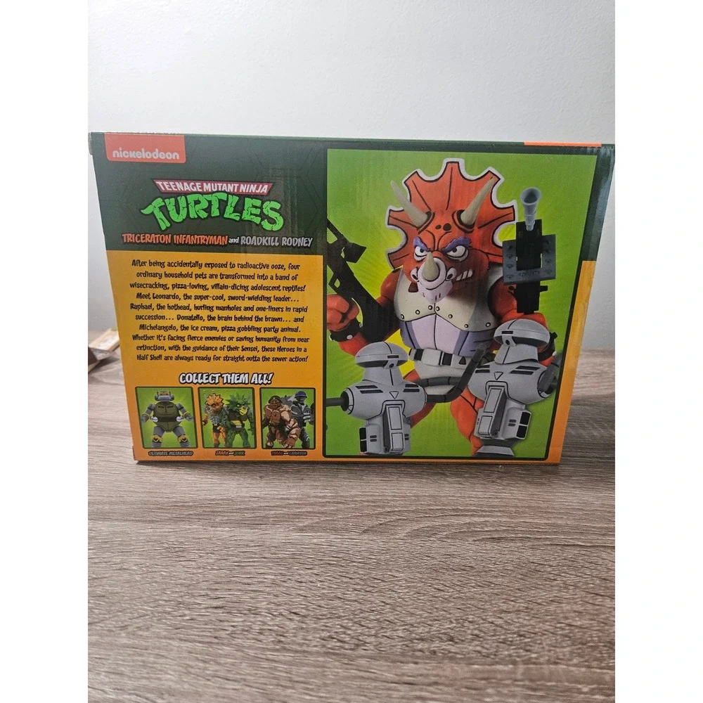 NECA TMNT Triceraton Infantryman and Roadkill Rodney 2-Pack Action Figure Set